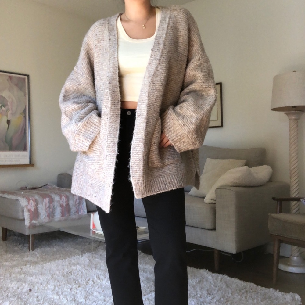 Oversized oatmeal speckled cardigan